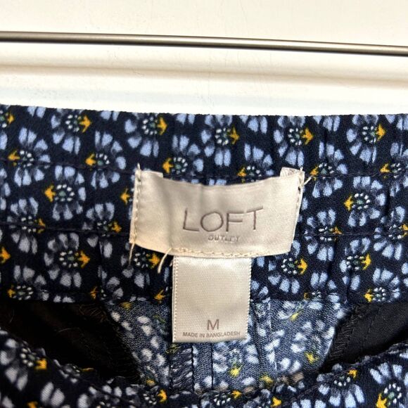 Ann Taylor LOFT Womens Pants Size Medium Elastic-waist Blue Yellow Casual Spring - Picture 3 of 13